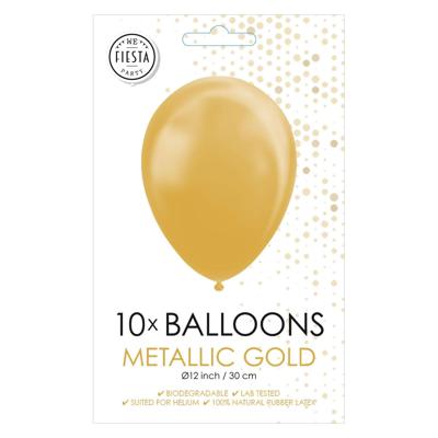 Globos Ballonnen metallic goud 30cm, 10st.