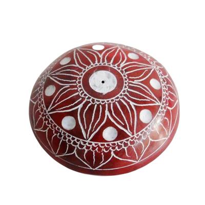 Rode Gorara Steen Wierookhouder met Mandala Bloem Design Rode Gorara Steen Wierookhouder met Mandala Bloem Design