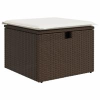 7-delige Loungeset met kussens poly rattan bruin - thumbnail