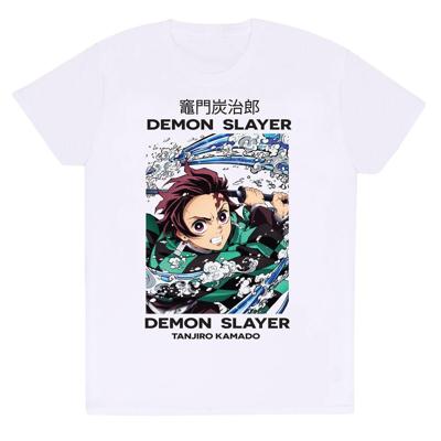 T-Shirt met Korte Mouwen Demon Slayer Whirlpool Wit Unisex - Maat: L