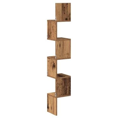 Hoekwandschap 20x20x127,5 cm bewerkt hout oud houtkleurig - thumbnail