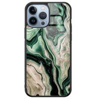 iPhone 13 Pro Max glazen hardcase - Green waves - thumbnail
