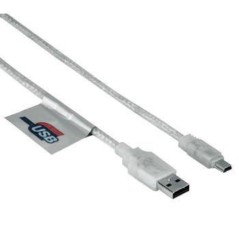 Hama USB-2.0-kabel, stekker A mannelijk/mini-stekker B mannelijk, 1,80 m, transparant