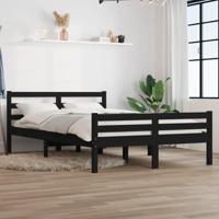 Bedframe massief hout zwart 140x190 cm - thumbnail