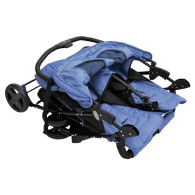 VidaXL Tweelingkinderwagen staal marineblauw
