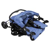 VidaXL Tweelingkinderwagen staal marineblauw - thumbnail