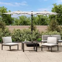 VidaXL Parasol dubbel dak met led 316x240 cm zandwit - thumbnail