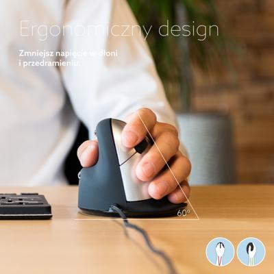 R-Go Tools Ergonomische muis R-Go HE Break met pauzesoftware, medium (handlengte 165-185mm), linkshandig, bedraad, zwart