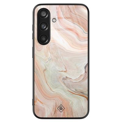 Samsung Galaxy S24 glazen hardcase - Marmer waves