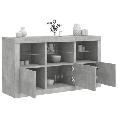 Dressoir met LED-verlichting 123x37x67 cm betongrijs