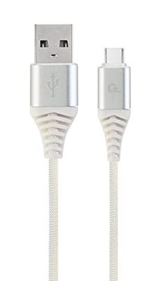 Gembird CC-USB2B-AMCM-2M-BW2 USB-kabel USB 2.0, USB A, USB C, zilverkleurig, wit