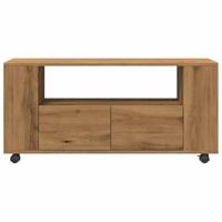Tv-meubel met wielen 102x34,5x43 cm hout artisanaal eiken - thumbnail
