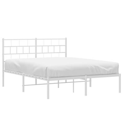 Bedframe met hoofdbord metaal wit 140x200 cm Bedframe met hoofdbord metaal wit 140x200 cm