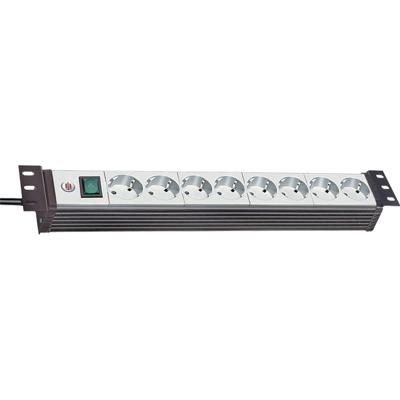 Brennenstuhl 1156057018 Stekkerdoos 19 inch 8-voudig Zwart, Lichtgrijs Randaarde stekker 1 stuk(s)