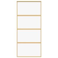 Schuifdeur 90x205 cm helder ESG-glas en aluminium goudkleurig - thumbnail