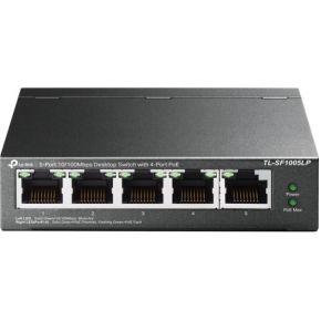 TP-Link TL-SF1005LP 5-poorts Fast Ethernet PoE Switch (5 poorten met 10/100Mbit/s, waarvan 4 met PoE-ondersteuning, 41 Watt, afgeschermde RJ-45-poorten, plug-and-play-installatie, zonder lucht) zwart