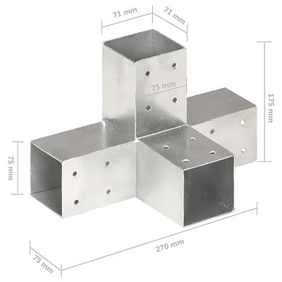 VidaXL Paalverbindingen 4 st x-vorm 71x71 mm gegalvaniseerd metaal