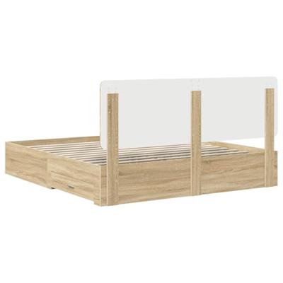Bedframe met hoofdeinde Sonoma Eiken 200 x 200 cm Bewerkt hout