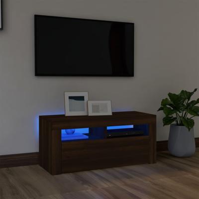 Tv-meubel met LED-verlichting 90x35x40 cm bruin eikenkleur Tv-meubel met LED-verlichting 90x35x40 cm bruin eikenkleur
