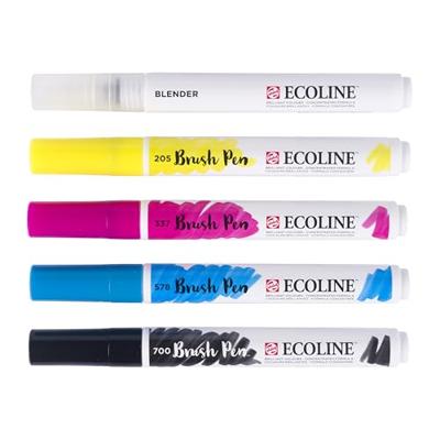 Bruynzeel Ecoline brush pen set primair, 5 kleuren