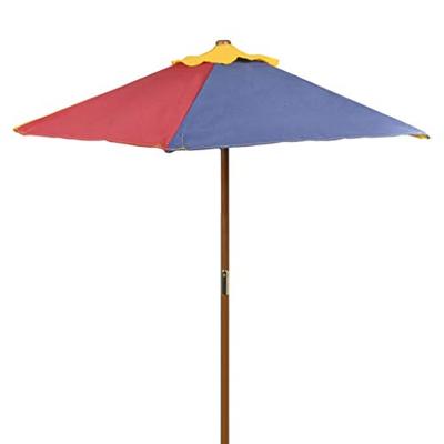 Kinderpicknicktafel met banken en parasol hout meerkleurig - thumbnail