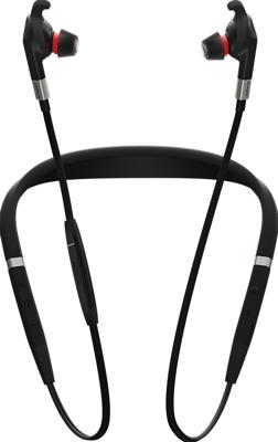 Jabra Evolve 75e MS Wireless Earbuds – Microsoft Certified Earphones With Long-Lasting Battery Life – Vibrating Neckband and Busylight – Black