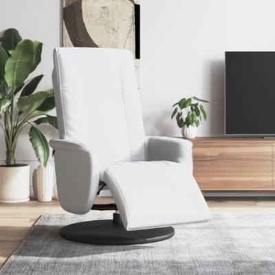 Fauteuil verstelbaar met voetensteun kunstleer wit