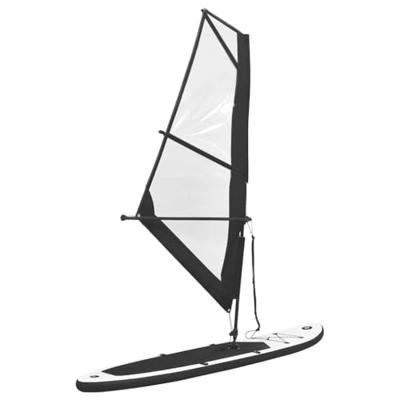 Stand Up Paddleboard opblaasbaar met zeilset zwart en wit - thumbnail
