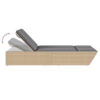 Ligbed 2-persoons met kussens poly rattan beige - thumbnail