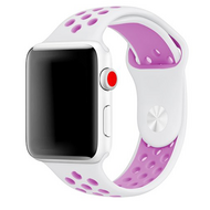 Sportbandje - Maat: M/L - Wit + Paars - Geschikt voor Apple Watch 44mm / 45mm / 46mm / 49mm - thumbnail