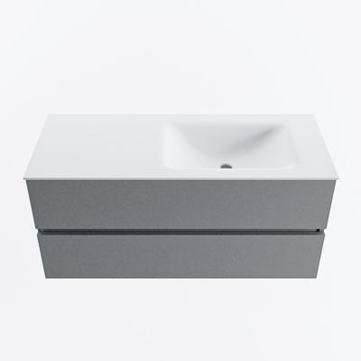 MONDIAZ VICA 110cm badmeubel onderkast Plata 2 lades. Wastafel CLOUD rechts zonder kraangat, kleur Talc.