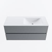 MONDIAZ VICA 110cm badmeubel onderkast Plata 2 lades. Wastafel CLOUD rechts zonder kraangat, kleur Talc. - thumbnail