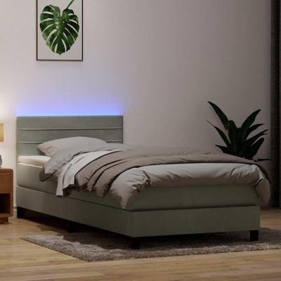 Boxspring met matras en LED fluweel lichtgrijs 80x210 cm