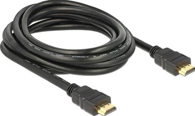 Delock 84408 HDMI-kabel HDMI Aansluitkabel HDMI-A-stekker 3 m Zwart Rond, Afgeschermd, Vergulde steekcontacten, Verdraaid