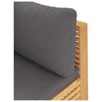 Tuinhoekbank met donkergrijze kussens massief teakhout - thumbnail