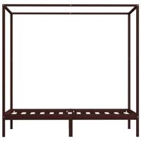 Hemelbedframe massief grenenhout donkerbruin 100x200 cm - thumbnail
