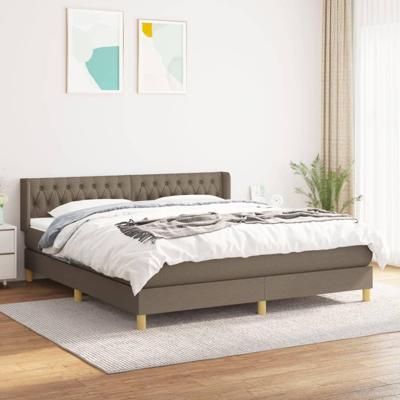 Boxspring met matras stof taupe 180x200 cm