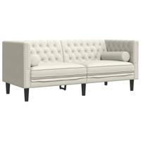 2-delige Loungeset Chesterfield met bolsters fluweel crèmekleur - thumbnail