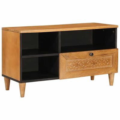 TV-kast met lade Lichtbruin 80 x 33 x 46 cm massief mangohout