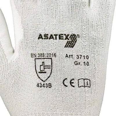 Asatex Snijbestendige handschoen | maat 6 wit | EN 388 PSA-categorie II | HDPe m.polyurethaan | 10 paar - 3710/6 3710/6