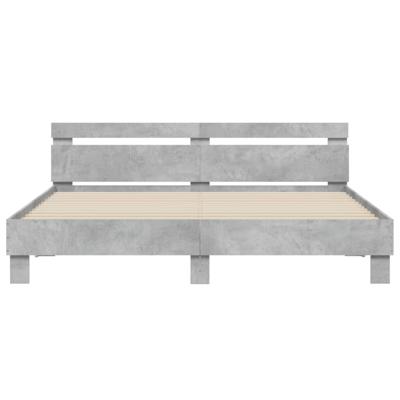 Bedframe met hoofdeinde bewerkt hout betongrijs 160x200 cm