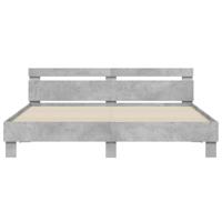 Bedframe met hoofdeinde bewerkt hout betongrijs 160x200 cm - thumbnail