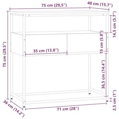 Wandtafel 75x40x75 cm bewerkt hout gerookt eikenkleurig Wandtafel 75x40x75 cm bewerkt hout gerookt eikenkleurig
