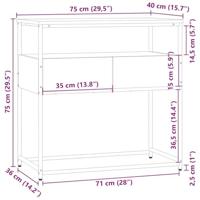 Wandtafel 75x40x75 cm bewerkt hout gerookt eikenkleurig - thumbnail