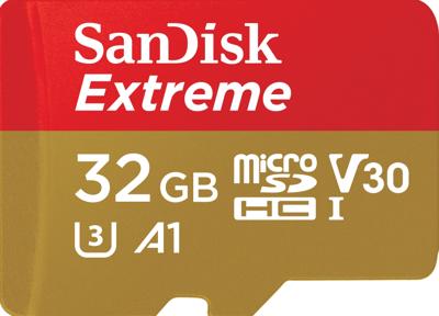 Sandisk MicroSDXC Extreme 32GB (A1/ V30/ U3/ UHS-I/ Cl.10/ R100/ W60)+Ad.Act.Cam