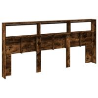 Hoofdbordkast met LED-verlichting 220x17x102 cm gerookt eiken - thumbnail