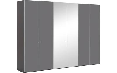 Goossens Kledingkast Easy Storage Ddk, Kledingkast 304 cm breed, 220 cm hoog, 4x glas draaideur en 2x spiegel draaideur midden