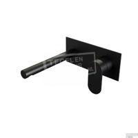 Inbouw Wastafelmengkraan Brauer Black Edition Coldstart Rechte Uitloop Platte Hendel Rechts Mat Zwart Met Afdekplaat - thumbnail