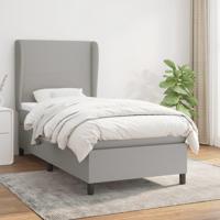 Boxspring met matras stof lichtgrijs 90x190 cm - thumbnail