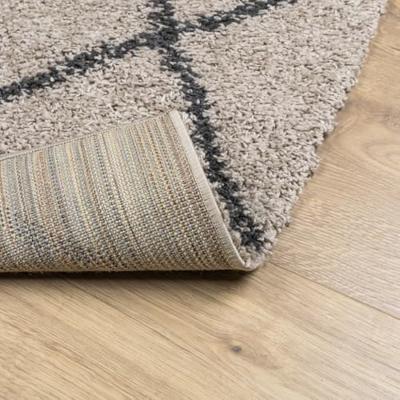 Vloerkleed shaggy hoogpolig modern 100x200cm beige en antraciet Vloerkleed shaggy hoogpolig modern 100x200cm beige en antraciet